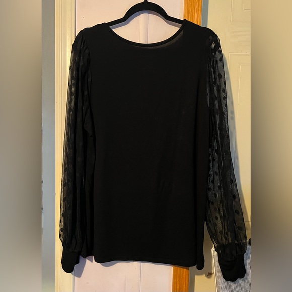 Black Shirt Sheer Sleeves - Picture 2 of 4
